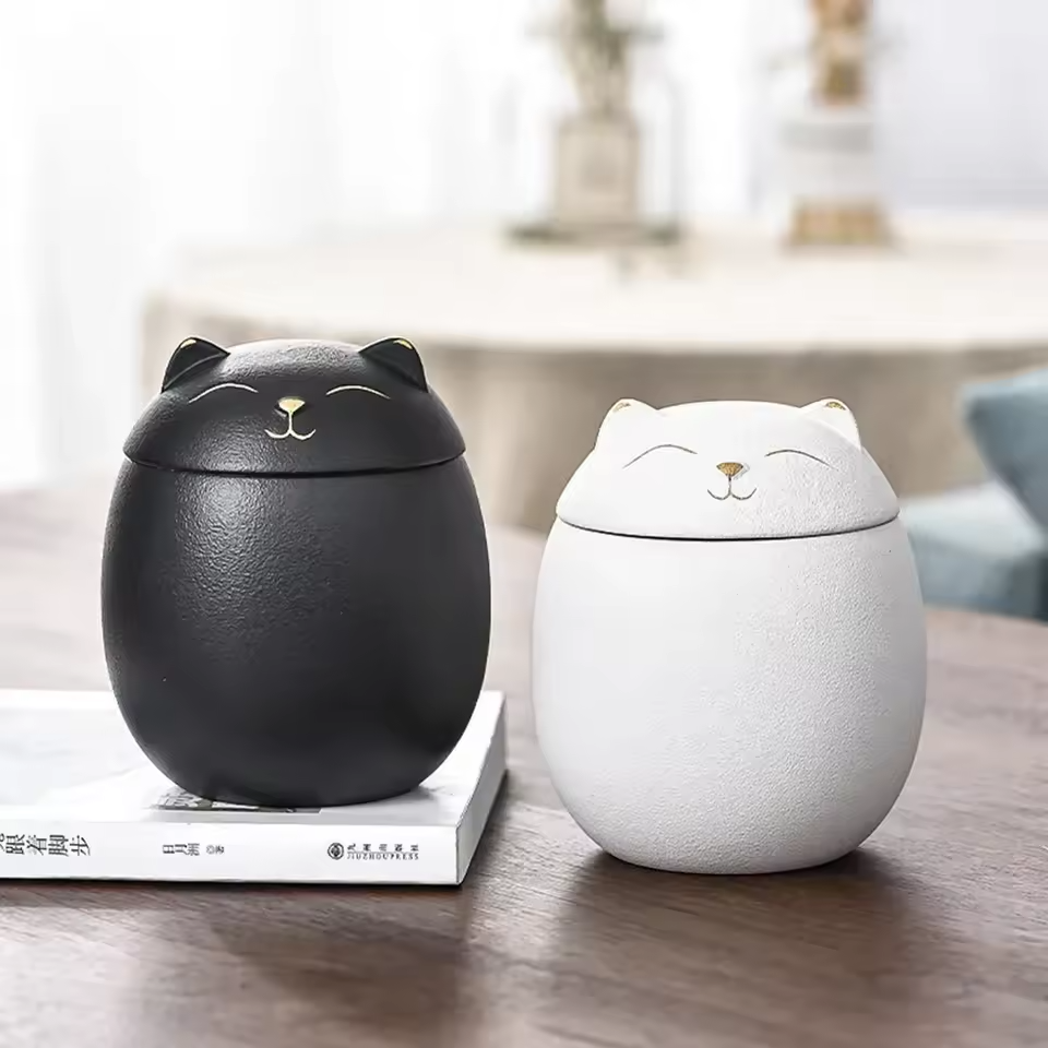 Cat Shape Pet Ceramic Canister